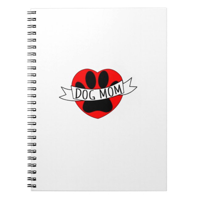 Dog Mum Paw And Red Heart Drawing Spiral Notebook (Front)