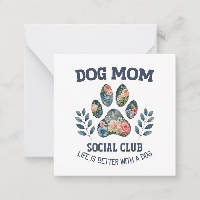 Dog Mum  Paw Floral  Card (Front)