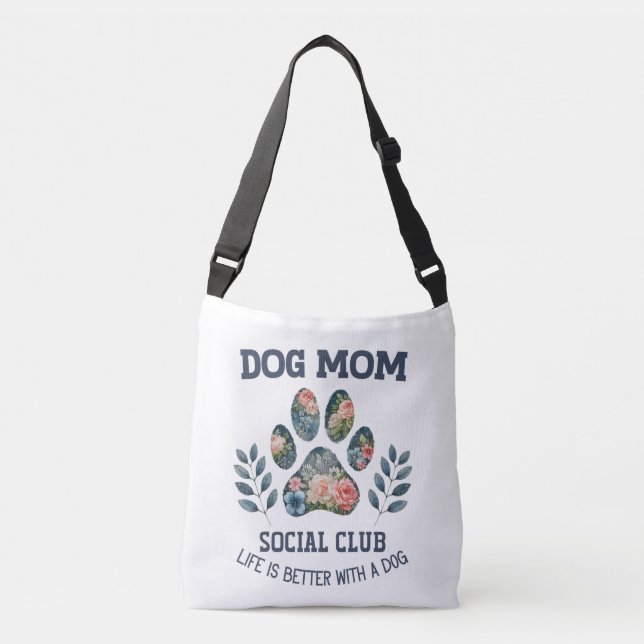 Dog Mum  Paw Floral  Crossbody Bag (Front)
