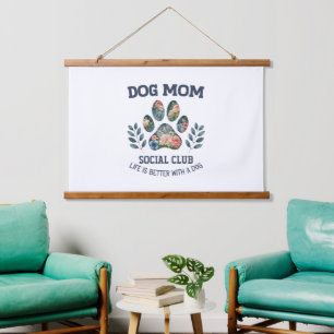 Dog Mum Paw Floral Hanging Tapestry