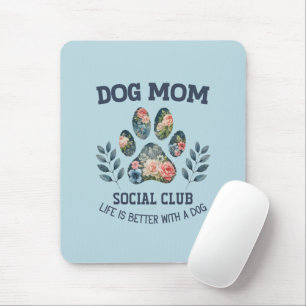 Dog Mum Paw Floral Mouse Pad