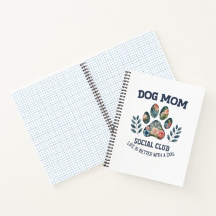 Dog Mum Paw Floral Notebook