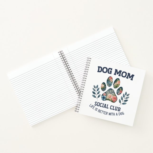 Dog Mum  Paw Floral  Notebook (Inside)