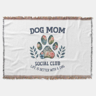 Dog Mum  Paw Floral  Throw Blanket
