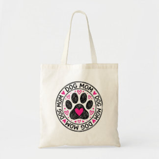 Dog Mum Paw Print Circle Tote Bag