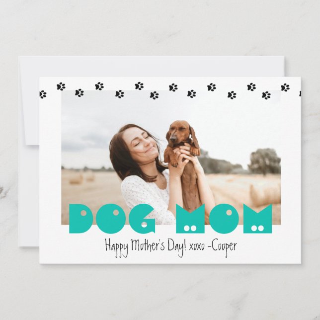 Dog Mum | Paw Prints | Custom Mother's Day  Holiday Card (Front)