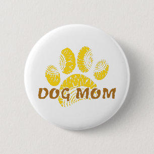 Dog Mum Paw Sunflower Drawing 6 Cm Round Badge