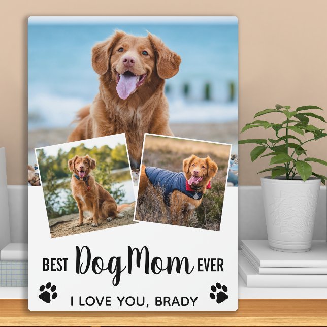 Dog Mum Personalised 3 Photo Collage Plaque (Creator Uploaded)