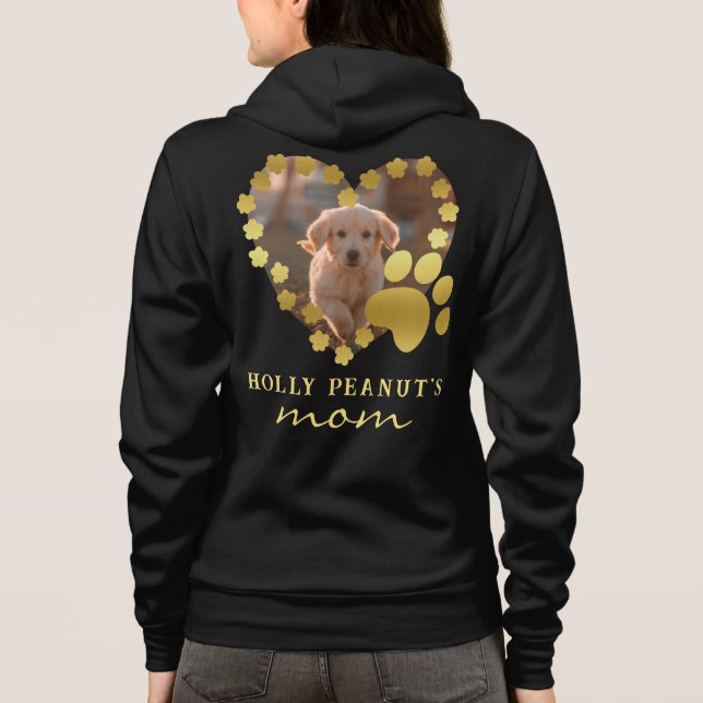 Dog Mum Personalised Heart Dow Paw Pet Lover Photo Hoodie (Back)