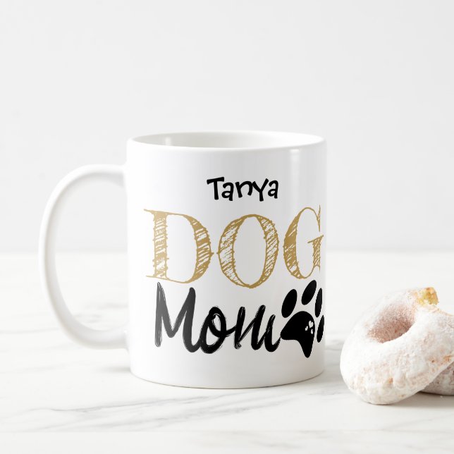 Dog Mum Personalised Paw Print Mug Gift (With Donut)