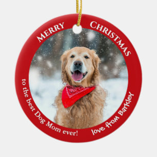 Dog Mum Pet Photo Red Keepsake Merry Christmas Ceramic Tree Decoration