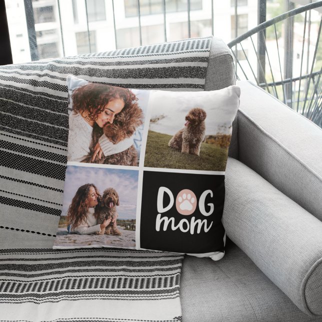 Dog Mum Pet Photo Throw Pillow (Creator Uploaded)