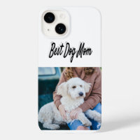Dog Mum Photo Black  text iPhone Case