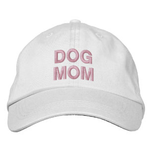Dog Mum pink modern typography Embroidered Hat