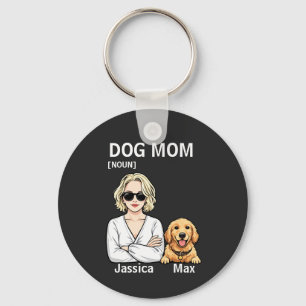 Dog Mum Portrait With Golden Retriever Art Key Ring