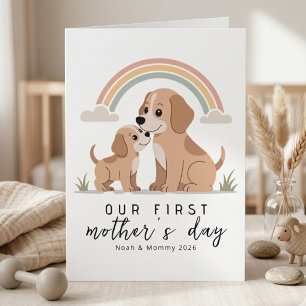 Dog Mum Puppy First Mother’s Day Pastel Rainbow Card