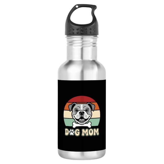 Dog Mum Retro Bulldog Vector 532 Ml Water Bottle (Front)