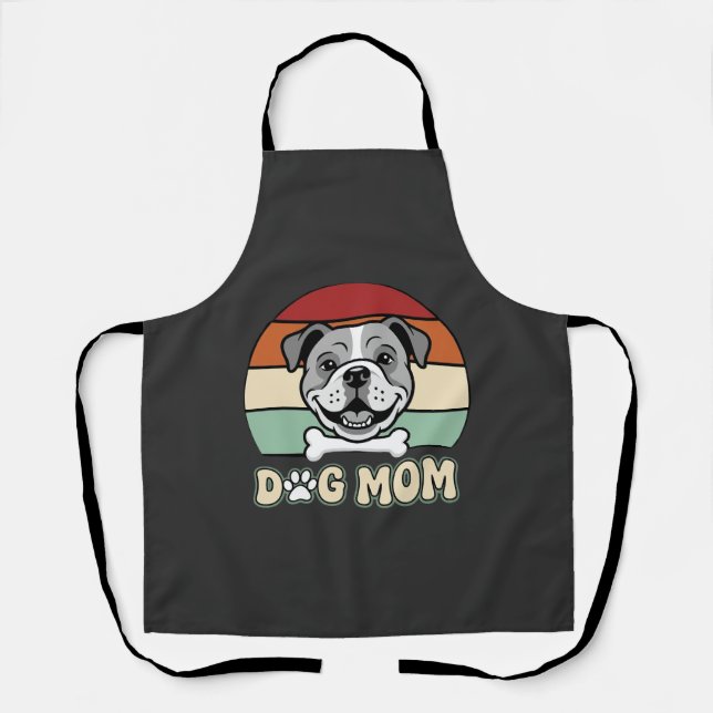 Dog Mum Retro Bulldog Vector Apron (Front)