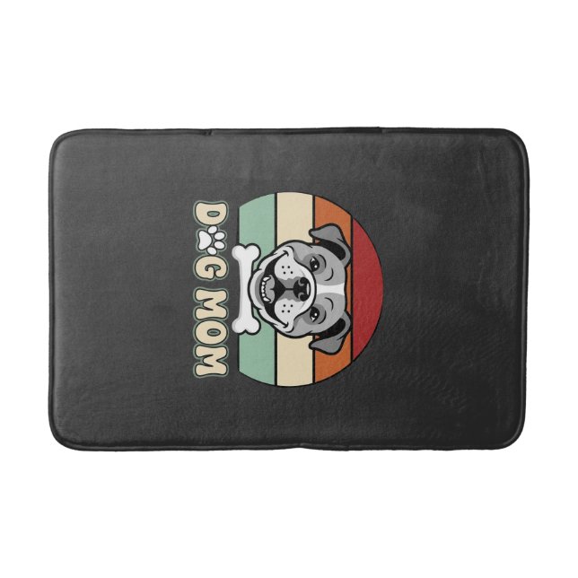 Dog Mum Retro Bulldog Vector Bath Mat (Front)