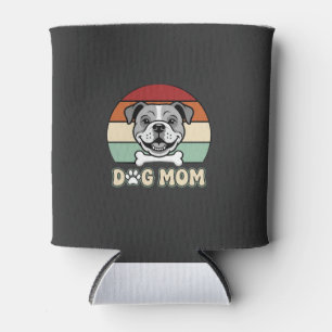 Dog Mum Retro Bulldog Vector Can Cooler