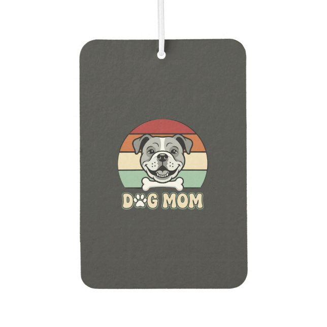 Dog Mum Retro Bulldog Vector Car Air Freshener (Front)