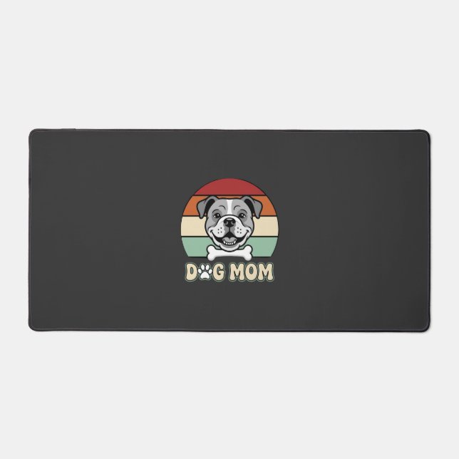 Dog Mum Retro Bulldog Vector Desk Mat (Front)