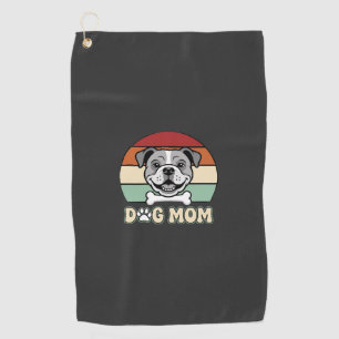 Dog Mum Retro Bulldog Vector Golf Towel