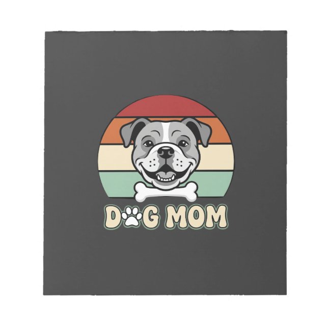 Dog Mum Retro Bulldog Vector Notepad (Front)