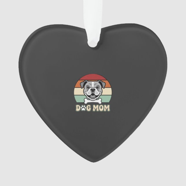 Dog Mum Retro Bulldog Vector Ornament (Front)