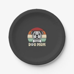 Dog Mum Retro Bulldog Vector Paper Plate