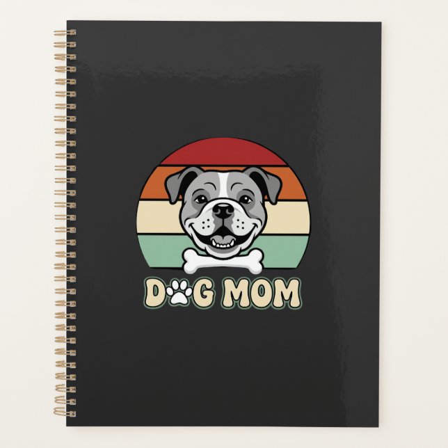 Dog Mum Retro Bulldog Vector Planner (Front)