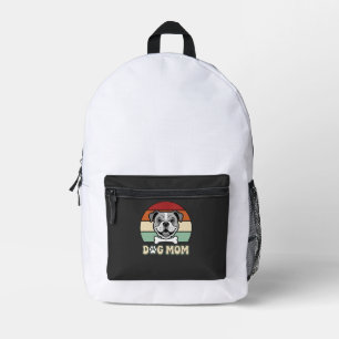Dog Mum Retro Bulldog Vector Printed Backpack