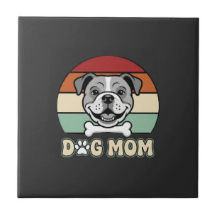 Dog Mum Retro Bulldog Vector Tile
