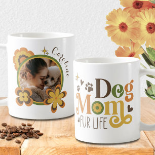 Dog Mum Retro Custom Name Photo Coffee Mug