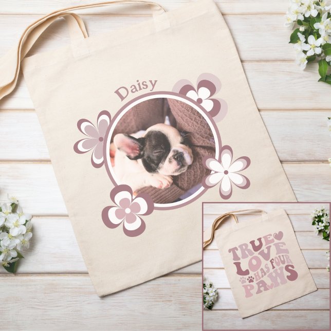 Dog Mum Retro Custom Photo  Tote Bag (Creator Uploaded)