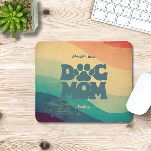 Dog Mum Retro Groovy Personalised Mouse Pad