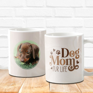 Dog Mum Retro Typography Dachshund Photo Custom Coffee Mug
