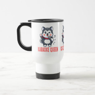 Dog Mum Siberian Husky Music Lover Karaoke Travel Mug