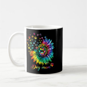 Dog Mum Spiral Dog Paws Prints Tie Dye Hippie Dog Coffee Mug