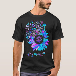 Dog Mum Sunflower Dog Paw Hologram T-Shirt