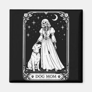 Dog mum tarot card skeleton witch funny spooky magnet