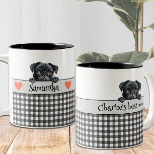 Dog Mum Watercolor Pug Custom Two-Tone Coffee Mug