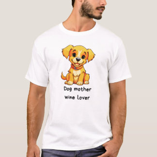 Dog Mum Wine Lover T-Shirt – Cute Brown Illustrate