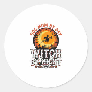Dog Mum Witch By Night Vintage Halloween Shirt_1 Classic Round Sticker