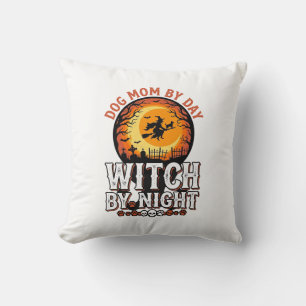 Dog Mum Witch By Night Vintage Halloween Shirt_1 Cushion