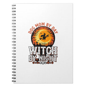 Dog Mum Witch By Night Vintage Halloween Shirt_1 Notebook