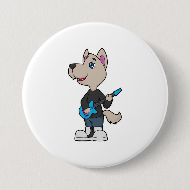 Dog Musician Guitar Music 7.5 Cm Round Badge (Front)