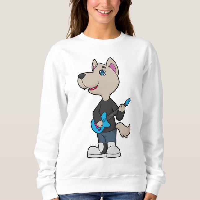 Dog Musician Guitar Music Sweatshirt (Front)