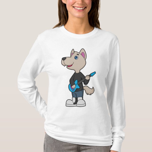 Dog Musician Guitar Music T-Shirt (Front)