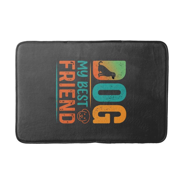 Dog My Best Friend Retro Design Bath Mat (Front)